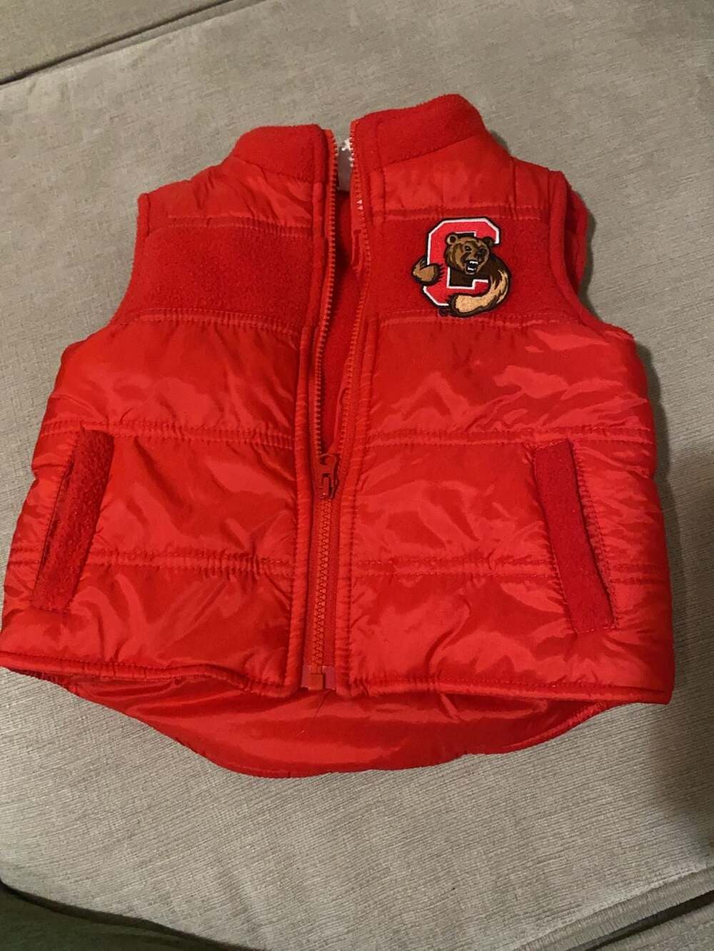 Cornell child’s Logo Vest Toddler 24 Months Red Quilted Fleece Lined
